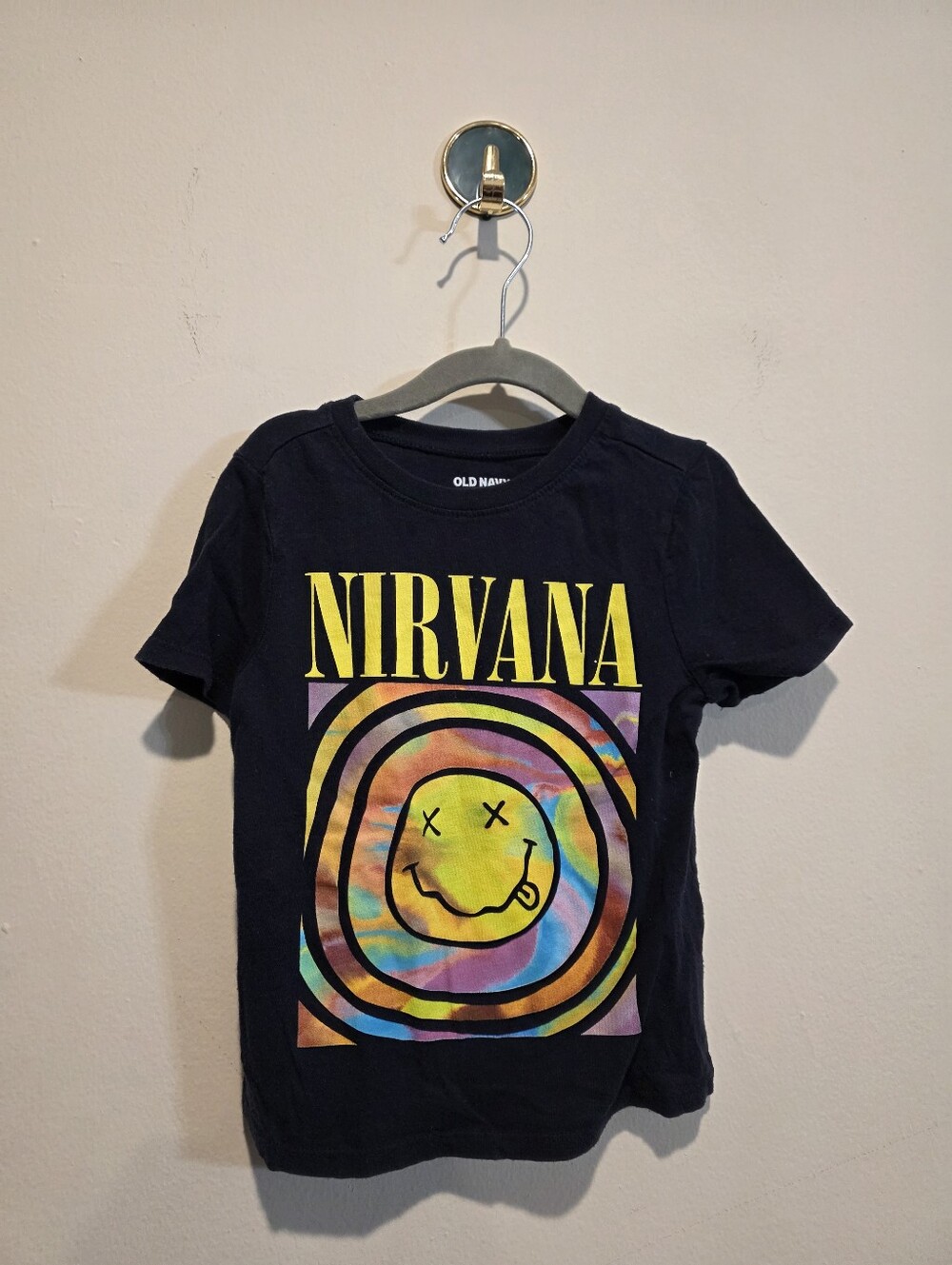 Old Navy Toddler Nirvana Tie-Dye Smiley Band Graphic T-Shirt | Navy Blue  Size 4